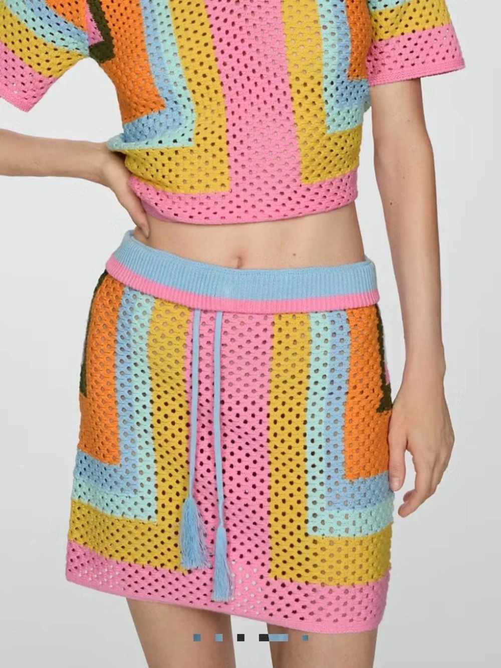 Mango CROCHET MINI-SKIRT WITH BOW FASTENING